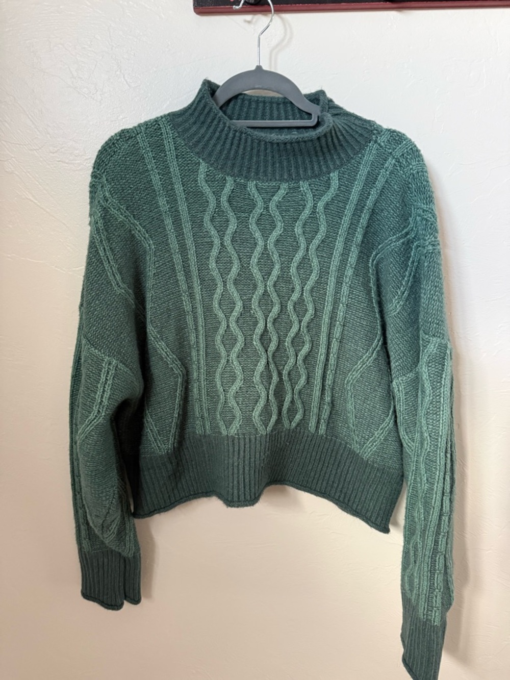 Arizona Jean Company Forest Green Cable Mock Neck Sweater